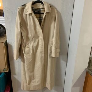 Vintage Burberry Trench Coat Long Jacket 1984 Hood Hooded STAINS AsIs Nova Check